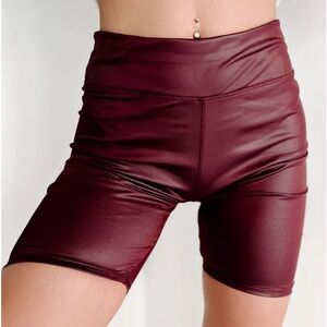 Hate To See Her Go Faux Leather Biker Shorts (Burgundy) Size L/XL - Never Worn